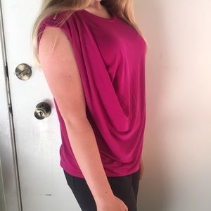 Ivanka Trump magenta sleeveless blouse gold zips